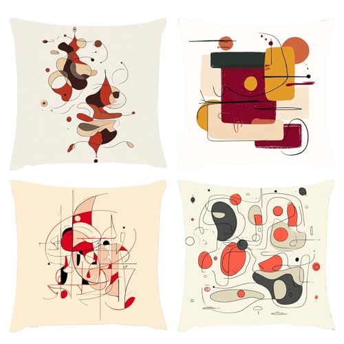Kissenbezug 80x80cm Abstract Simplicity Outdoor Cushions 4er Set Samt Dekokissen Kissenbezüge, Quadratische Kissen Waterproof Kissenbezu, Sofa Schlafzimmer Wohnzimmer Balkon or Home Dekokissen, s-73 von jeihenhg