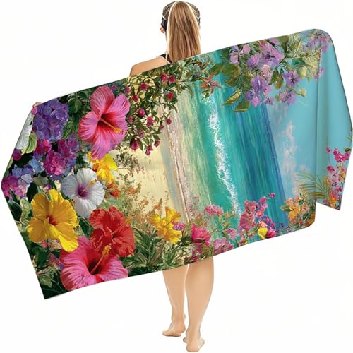 Strandtuch XXL 80x160cm, Strandhandtuch Strandtuch Mikrofaser, Kompaktes und Schnelltrocknendes Weiches Leichtes HautverträGlich Beach Towel, Handtuch Sandfest Badetuch Strand in Einer Farbe C-0 von jeihenhg