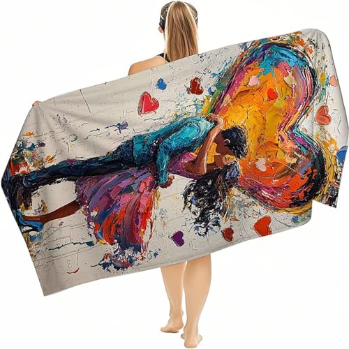 Strandtuch XXL 80x160cm, Strandhandtuch Strandtuch Mikrofaser, Kompaktes und Schnelltrocknendes Weiches Leichtes HautverträGlich Beach Towel, Handtuch Sandfest Badetuch Strand in Einer Tasche Paar Z-1 von jeihenhg