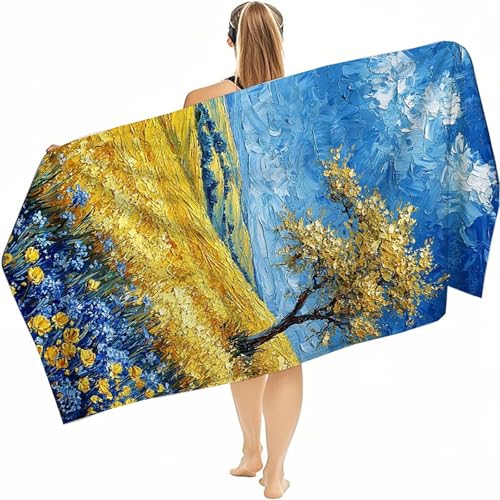 Strandtuch XXL 90x180cm, Strandhandtuch Strandtuch Mikrofaser, Kompaktes und Schnelltrocknendes Weiches Leichtes HautverträGlich Beach Towel, Handtuch Sandfest Badetuch Strand in Einer Tasche Blau G-0 von jeihenhg