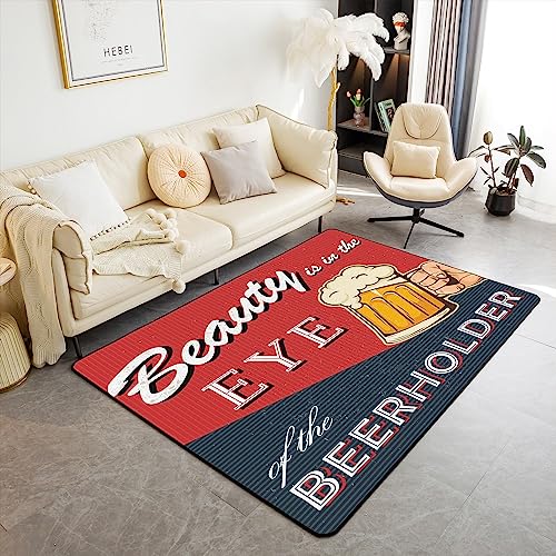 Bier-Wohnzimmerteppich, 7,6 x 12,7 cm, Kindergeschenk für Bierliebhaber, Innen-Bodenmatte für Jungen, Mädchen, Teenager, Trinkbierhalter, Innen-Bodenmatte, saugender Liebhaber, Akzentteppich von jejeloiu