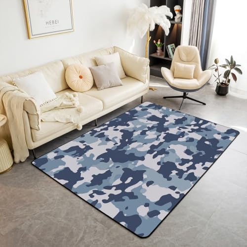 Camouflage-Teppich, 1,5 x 1,8 m, blau-grau, Camouflage-Teppiche, Matte für Wohnzimmer, Schlafzimmer, dekorativer Militär-Stil, rutschfest, Läufer Camouflage-Teppich, 1,5 x 1,8 m, blau-grau, Camouflage-Teppiche, Matte für Wohnzimmer, Schlafzimmer, dekorativer Militär-Stil, rutschfest, Läufer von jejeloiu