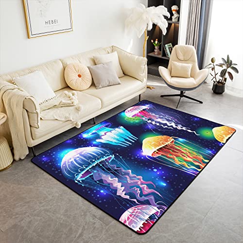 Teppich mit Quallen, 90 x 150 cm, Motiv: Ozeanwesen, Bodenmatte für Zuhause, langlebig, für den Eingangsbereich, akzentuierter Teppich, farbenfroher Meerestier-Eingangsteppich, weicher Teppich für Teppich mit Quallen, 90 x 150 cm, Motiv: Ozeanwesen, Bodenmatte für Zuhause, langlebig, für den Eingangsbereich, akzentuierter Teppich, farbenfroher Meerestier-Eingangsteppich, weicher Teppich für von jejeloiu