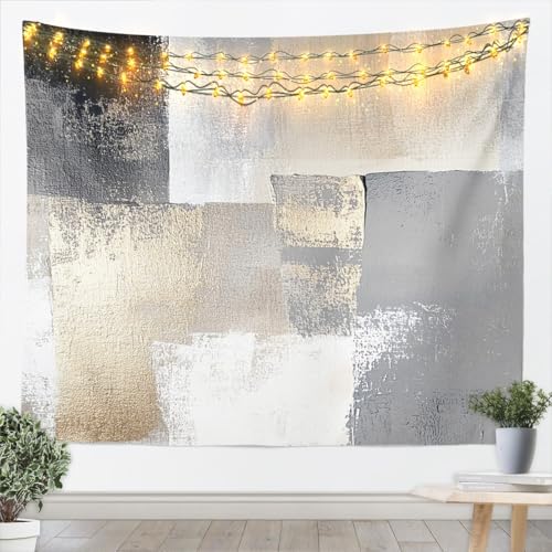 jejeloiu Abstraktes Ölgemälde, Wandbehang, Decke, für Jungen, Mädchen, abstrakte Kunst, Wandteppich für Kinder, Damen, Herren, Beige, Weiß, moderne Wandkunst, Geometrie, Raumdekoration, leicht, 129,5 jejeloiu Abstraktes Ölgemälde, Wandbehang, Decke, für Jungen, Mädchen, abstrakte Kunst, Wandteppich für Kinder, Damen, Herren, Beige, Weiß, moderne Wandkunst, Geometrie, Raumdekoration, leicht, 129,5 von jejeloiu
