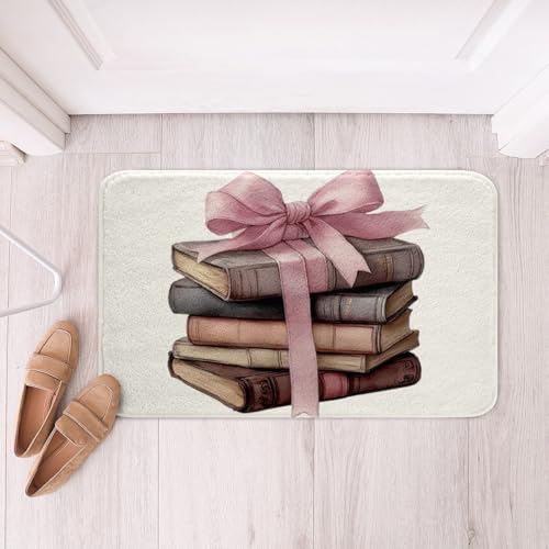jejeloiu Badteppich, rosa Schleife, Badezimmerzubehör, Kinderbücher, Badezimmerteppich, 40,6 x 61 cm, niedliche Schleife, Badematten für Damen und Herren, Vintage-Raumdekoration, rutschfest, weich jejeloiu Badteppich, rosa Schleife, Badezimmerzubehör, Kinderbücher, Badezimmerteppich, 40,6 x 61 cm, niedliche Schleife, Badematten für Damen und Herren, Vintage-Raumdekoration, rutschfest, weich von jejeloiu