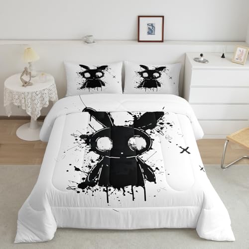 jejeloiu Bettwäsche-Set für Kinder, Hase, Kaninchen, für Jungen, Mädchen, Teenager, Gothic, Horror, atmungsaktiv, japanischer Stil, Steppdecke, Schlafzimmerdekoration, 1 Bettdecke mit 1 Kissenbezug jejeloiu Bettwäsche-Set für Kinder, Hase, Kaninchen, für Jungen, Mädchen, Teenager, Gothic, Horror, atmungsaktiv, japanischer Stil, Steppdecke, Schlafzimmerdekoration, 1 Bettdecke mit 1 Kissenbezug von jejeloiu