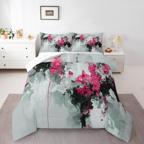jejeloiu Bettwäscheset für Queen-Size-Betten, abstraktes geometrisches Bettwäsche-Set für Jungen und Mädchen, moderne Kunst, Steppdecke, Schlafzimmer-Dekor, 3-teilig, mit 2 Kissenbezügen, Mikrofaser jejeloiu Bettwäscheset für Queen-Size-Betten, abstraktes geometrisches Bettwäsche-Set für Jungen und Mädchen, moderne Kunst, Steppdecke, Schlafzimmer-Dekor, 3-teilig, mit 2 Kissenbezügen, Mikrofaser von jejeloiu