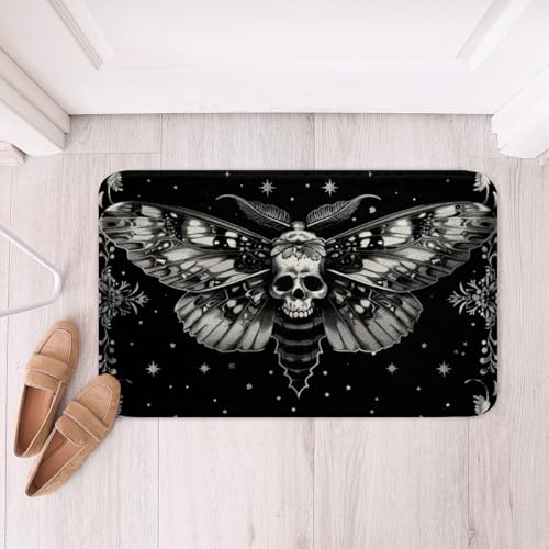jejeloiu Gotischer Todesmotten-Totenkopf-Badteppich, Polyester, weicher Fleece-Türteppich, Totenkopf-Dekor, rutschfeste Badematte, Boho-Motte, Badezimmer, Boden, Innen-Fußmatte, für Jungen und Mädchen jejeloiu Gotischer Todesmotten-Totenkopf-Badteppich, Polyester, weicher Fleece-Türteppich, Totenkopf-Dekor, rutschfeste Badematte, Boho-Motte, Badezimmer, Boden, Innen-Fußmatte, für Jungen und Mädchen von jejeloiu
