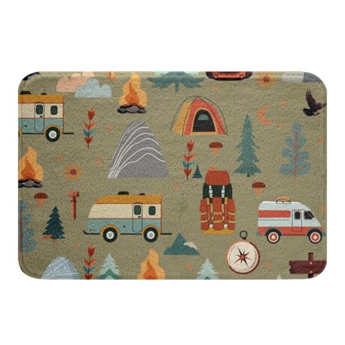 jejeloiu Happy Camping Badezimmerteppich, Kinder, Jungen, Mädchen, 50,8 x 81,3 cm, Reisetasche, Zeltdruck, Badematten, weich, zottelig, saugfähig, Outdoor-Reisen, Badezimmer-Zubehör, Reiseanhänger jejeloiu Happy Camping Badezimmerteppich, Kinder, Jungen, Mädchen, 50,8 x 81,3 cm, Reisetasche, Zeltdruck, Badematten, weich, zottelig, saugfähig, Outdoor-Reisen, Badezimmer-Zubehör, Reiseanhänger von jejeloiu