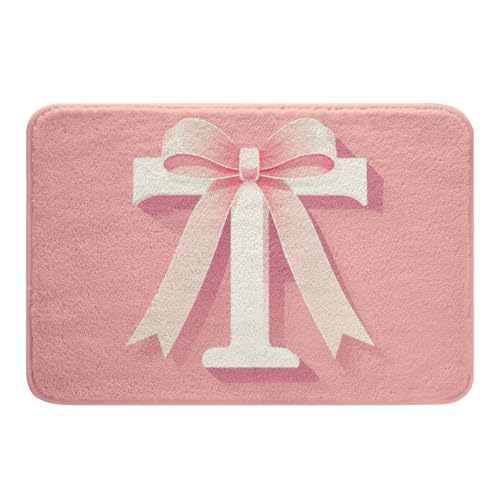 jejeloiu Kawaii Badematten mit rosa Schleife, 50,8 x 81,3 cm, Teenager-Mädchen-Geschenke, personalisierbar, mit Initiale T, ultraweiche Monogramm-Badteppiche für Dusche, moderne Mode jejeloiu Kawaii Badematten mit rosa Schleife, 50,8 x 81,3 cm, Teenager-Mädchen-Geschenke, personalisierbar, mit Initiale T, ultraweiche Monogramm-Badteppiche für Dusche, moderne Mode von jejeloiu