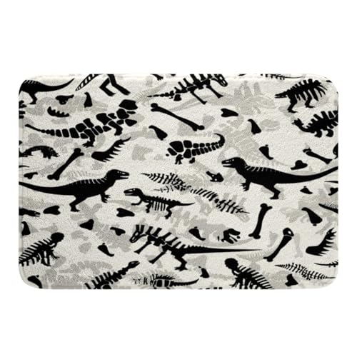 jejeloiu Kinder-Badezimmerteppich, Dinosaurier-Skelett, 50,8 x 81,3 cm, Fossilien, Badteppiche für Dusche, Jungen, Mädchen, Erwachsene, Dinosaurierknochen und Spuren, Badematten für Badezimmer von jejeloiu