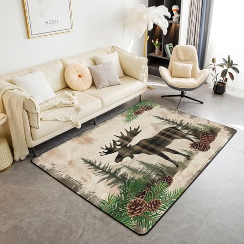 jejeloiu Kinderteppich Elch, Wohnzimmer, Schlafzimmer, 7,6 x 12,7 cm, Hirsch, Jagdbereich, Teppich für Jungen, Mädchen, Teenager, Schlafzimmer, Dekoration, Hütte, Hütte, Dekoration, Teppich, weiches jejeloiu Kinderteppich Elch, Wohnzimmer, Schlafzimmer, 7,6 x 12,7 cm, Hirsch, Jagdbereich, Teppich für Jungen, Mädchen, Teenager, Schlafzimmer, Dekoration, Hütte, Hütte, Dekoration, Teppich, weiches von jejeloiu