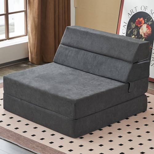 jela Faltbares Schlafsofa, groß, weicher Schaumstoff, umwandelbarer Schlafstuhl, luxuriöser Stoff, ausklappbarer Stuhl, Bett, Boden-Couch mit Rückenstütze Bodensofa für Wohnzimmer, Schlafzimmer (210,8 von jela