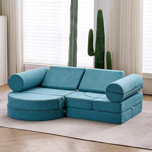 jela Kindercouch,14-Teilige Kids Kindersofa Spielsofa für Kinder, Modulares Kinder Sofa aus Schaumstoff, Kuschelecke im Kinderzimmer,zum Spielen,Kreativsein,Schlafen (Teal) von jela