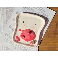 Erdbeer Marmelade Brot Ton Schale - Keramik Tablett, Schmuck Halter Ringschale von jemensistudio
