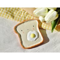 Spiegelei Brot Ton Tablett - Keramik Tablett, Toast Teller Ringschale , Schmuck Halter von jemensistudio