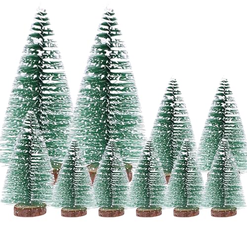 (10/15/20cm) 10Pcs Mini Weihnachtsbaum Tannenbaum Künstlicher Christbaum Tisch Tannenbaum Klein Miniatur Tanne mit Schnee-Effek Grün Weihnachtsdeko Weihnachten Tischdeko für DIY Basteln Schaufenster von jenich