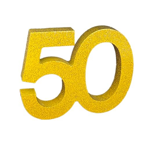 Zahl 50 Aufsteller mit Glitzer Gold für Goldene Hochzeit 50. Geburtstag 50.Jubiläum Holz Tisch Deko Jubiläumszahl 50 Goldene Hochzeit Tischdeko 50.Geburtstag Deko von jenich