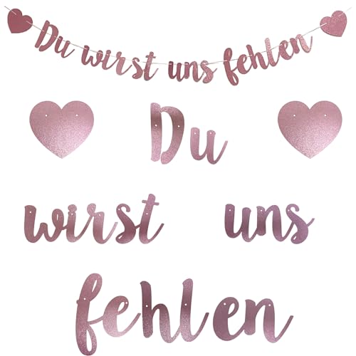 Abschieds Party Deko Du wirst Uns fehlen Girlande Rente Deko Rosegold We Will Miss You Deko Ruhestand Girlande Deko für Abschiedsfeier und Rente Party von jenich
