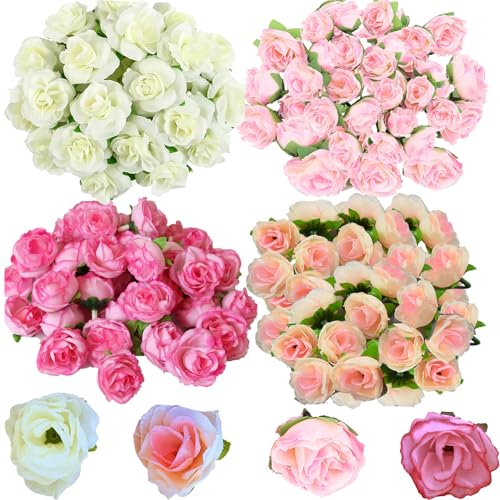 jenich 100Pcs Künstliche Blumenköpfe Blütenköpfe Blumen Köpfe Rosenköpfe Kunst Blumen Rosen Köpfe Kunstblumen klein deko für Hochzeit Party Deko DIY Basteln von jenich