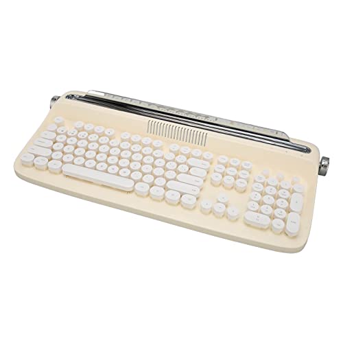 jerss Schreibmaschinentastatur, Weit Verbreitetes Kompaktes Layout, BT-Tastatur, Retro-Stil, 104 Tasten für Tablet (Gelb) von jerss