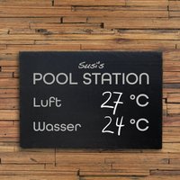 Pool Station Schieferschild | L30xb20 Mit Gravur Luft Und Wasser Temperatur I Coole Geschenkidee Für Poolfriends Swimmers Deko Garten von jeskedesign2
