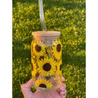 Sonnenblumendose | Personalisiertes Bierdosenglas Freundschaft Geschenk Sunflower Libbey Tasse Glaswaren von jessdreamscreations