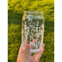 Wildblumendose Aus Glas | Personalisierte Tasse Minimale Blume Bierdose Freundschaft Geschenk von jessdreamscreations