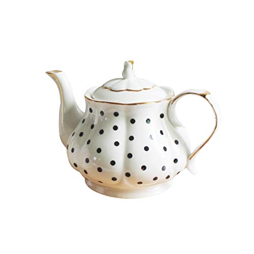 Teekanne im europäischen Stil, handgefertigt, Keramik, Kürbis, geriffelte Form, Vintage-Teeparty-Set, Geschenk (gepunktet) von jessie