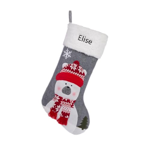 jewelora Personalisierte Weihnachtsstrumpf mit Namen Weihnachtsstrümpfe Socken Nikolausstiefel zum Befüllen und Aufhängen Weihnachtsdeko Personalized für Kamin, Schaufenster,Weihnachtsbaumschmuck (E) von jewelora