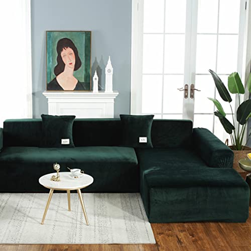 jia cool Sofabezug Einzelsitze Sektional Couchhussen 1 Stück, L-förmige Sofabezüge Möbelschutz Stretch Couch Schonbezug, Dunkelgrün von jia cool