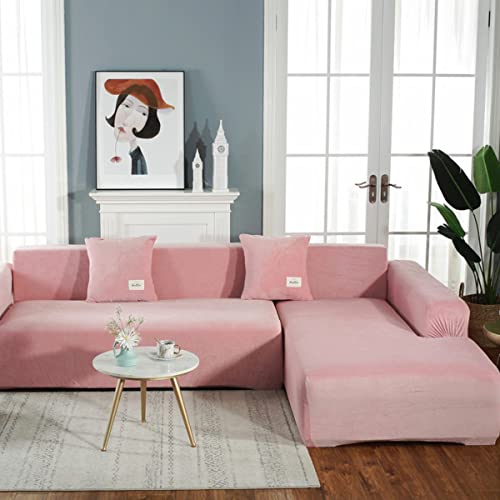 jia cool Sofabezug Einzelsitze Sektional Couchhussen 1 Stück, L-förmige Sofabezüge Möbelschutz Stretch Couch Schonbezug, Rosa von jia cool