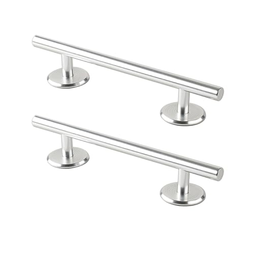 2 Stück Selbstklebende Möbelgriffe Griffe für Küchenschränke Aluminium Schrankgriffe Schubladengriffe Türgriffe Ohne Bohren Küchengriffe für Kleiderschrank (Length:150mm,Round Silver) von jiajulashou123