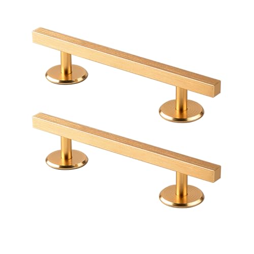 2 Stück Selbstklebende Möbelgriffe Griffe für Küchenschränke Aluminium Schrankgriffe Schubladengriffe Türgriffe Ohne Bohren Küchengriffe für Kleiderschrank (Length:250mm,Square Gold) von jiajulashou123