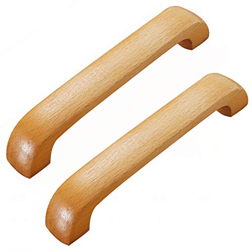 2 Stücke Möbelgriff Holz Türgriff Schubladengriffe aus Buchenholz Massiv Holzgriff für Schranktür Griff Schrankgriff Küche für Schubladen Kommoden Schrank Schuhkasten(Hole distance: 128mm) von jiajulashou123