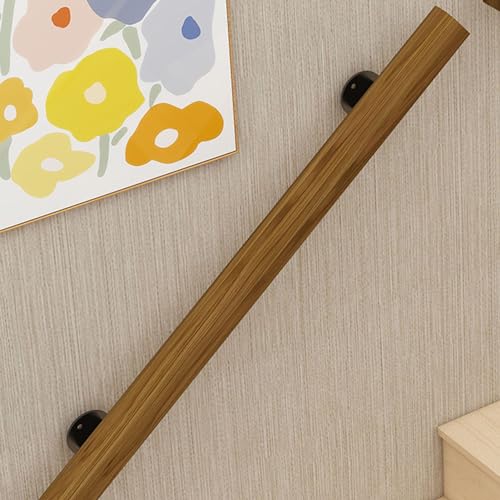 Handlauf Holz Innen Handlauf für Treppen Treppengeländer Handlauf Wandbefestigung Geländer Treppe Rutschfest Massivholz Handläufe für ältere,Kinder (120cm) von jiajulashou123