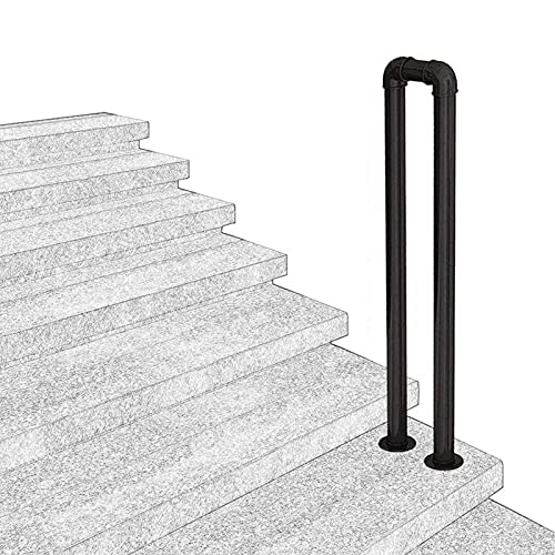 Handlauf Treppengeländer Innen Aussen Handläufe für Treppen Schmiedeeisen U-förmige Treppenhandläufe für Brüstung Treppen Balkon,Schwarz,Einfache Installation (60CM) von jiajulashou123