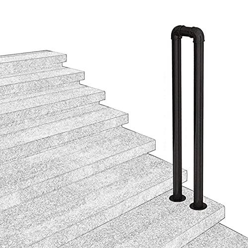 Handlauf Treppengeländer Innen Aussen Handläufe für Treppen Schmiedeeisen U-förmige Treppenhandläufe für Brüstung Treppen Balkon,Schwarz,Einfache Installation (85CM) von jiajulashou123