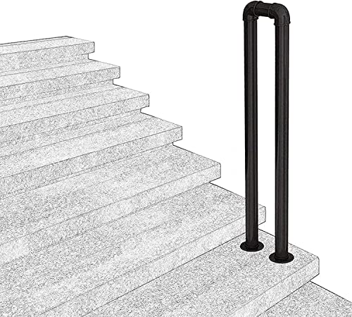 Handlauf Treppengeländer Innen Aussen Handläufe für Treppen Schmiedeeisen U-förmige Treppenhandläufe für Brüstung Treppen Balkon,Schwarz,Einfache Installation (90 CM) von jiajulashou123
