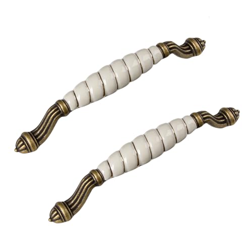 jiajulashou123 2 Pcs Küchengriffe Keramik Griffe Schranktürgriffe Vintage Schubladengriffe Kommodengriffe Möbelgriffe Türknöpfe für Möbel Kommoden Schrank Tür (Pitch:160mm) von jiajulashou123