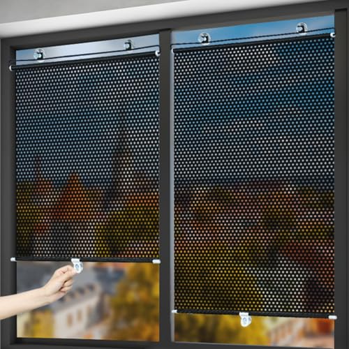 jiajulashou123 Saugnapf Rollo Sonnenschutz Rollos Mit Saugnäpfen Verdunkelungsrollo Fenster Rollo Temporäre Jalousien Einziehbarer Balkon Sonnenschutz Ohne Bohren für Küche,Auto (40x125cm) von jiajulashou123