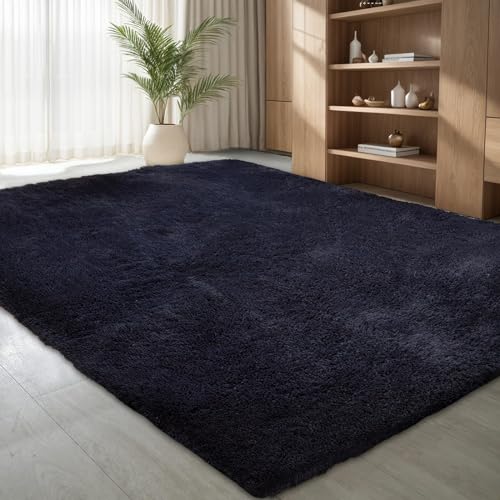 jianandi Teppich Wohnzimmer, Flauschig Weich Teppiche für Schlafzimmer, Hochflor Waschbarer Bettvorleger, Carpet Relax für Living Room und Bedroom, Blau, 120cm×170cm von jianandi