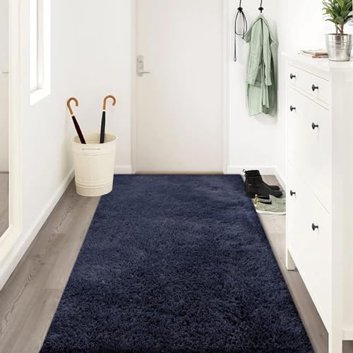 jianandi Teppich Wohnzimmer, Flauschig Weich Teppiche für Schlafzimmer, Hochflor Waschbarer Bettvorleger, Carpet Relax für Living Room und Bedroom, Blau, 80cm×150cm von jianandi