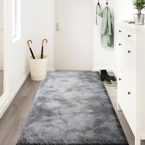 jianandi Teppich Wohnzimmer, Flauschig Weich Teppiche für Schlafzimmer, Hochflor Waschbarer Bettvorleger, Carpet Relax für Living Room und Bedroom, Tie-dye Aquagrau, 80 x 150 cm von jianandi