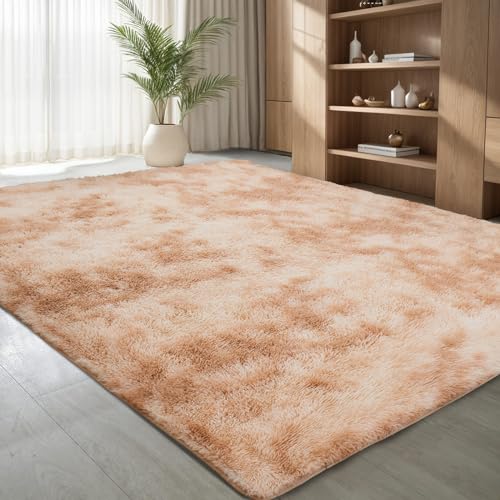 jianandi Teppich Wohnzimmer, Flauschig Weich Teppiche für Schlafzimmer, Hochflor Waschbarer Bettvorleger, Carpet Relax für Living Room und Bedroom, Tie-dye Khaki, 180cm×270cm von jianandi