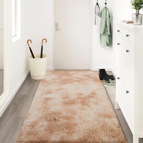 jianandi Teppich Wohnzimmer, Flauschig Weich Teppiche für Schlafzimmer, Hochflor Waschbarer Bettvorleger, Carpet Relax für Living Room und Bedroom, Tie-dye Khaki, 80cm×150cm von jianandi