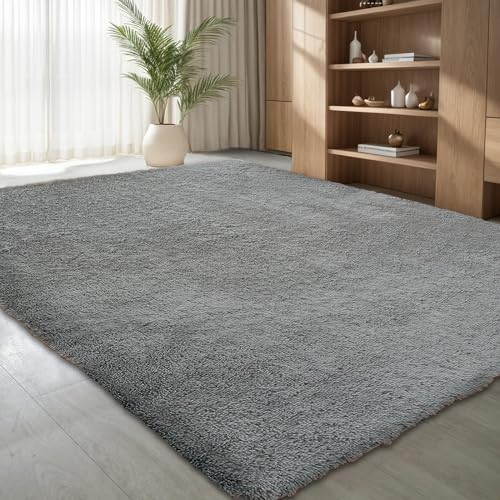 jianandi Teppich Wohnzimmer, Flauschig Weich Teppiche für Schlafzimmer, Hochflor Waschbarer Bettvorleger, Carpet Relax für Living Room und Bedroom, Grau, 120 x 170 cm von jianandi