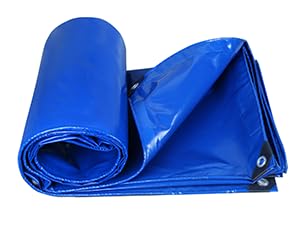 Jianyana Plane, Abdeckplane Wasserdicht PVC 440 g/m² Plane mit ösen mit ösen Mit 10m Seil,Blau (2 × 5 m) von jianyana