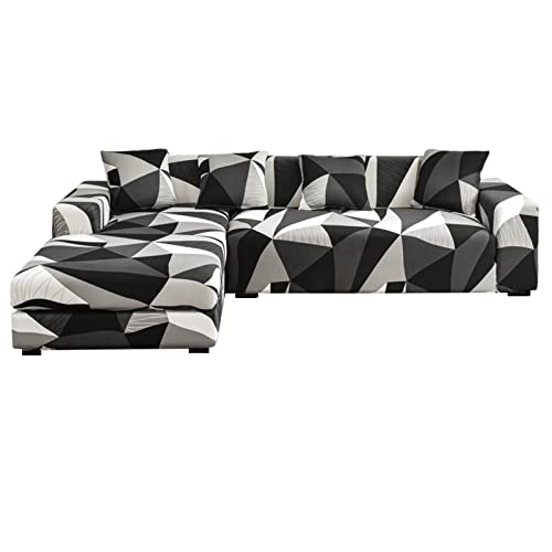 jianyana Sofabezug Ecksofa L Form Stretch Sofa Überwürfe Waschbar Sofabezug L Form Couchbezug 3 Sitzer+3 Sitzer + 2 Pcs Kissenbezüge von jianyana