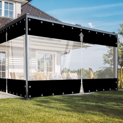 Outdoor Vorhang mit Reißverschluss, 650G/M² Plane Mit 30Mm öSen Transparente Vorhang Wasserdichter Plane Trennvorhang für Draussen Garage FüR Outdoor-MöBel, Veranda, Pergola Outdoor Vorhang mit Reißverschluss, 650G/M² Plane Mit 30Mm öSen Transparente Vorhang Wasserdichter Plane Trennvorhang für Draussen Garage FüR Outdoor-MöBel, Veranda, Pergola von jianyana